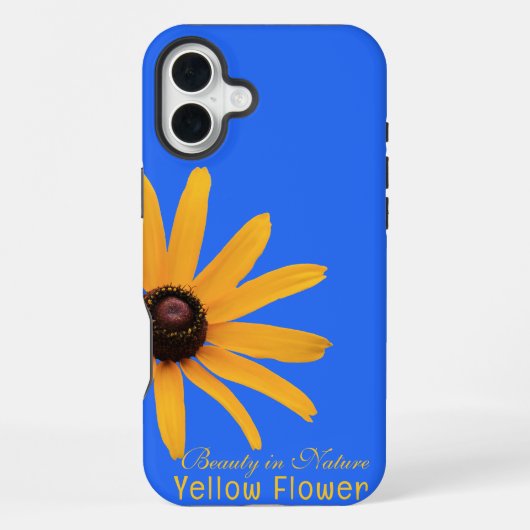 Gepersonaliseerde Elegante Gele Bloem op Royal Blu iPhone Hoesje (Achterkant)