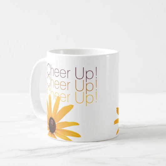 Gepersonaliseerde Elegante gele bloem vrolijken op Koffiemok (Voorkant links)