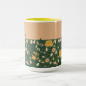 Gepersonaliseerde Elegante Gele Bloemen Handvat Ko Mok (Midden)