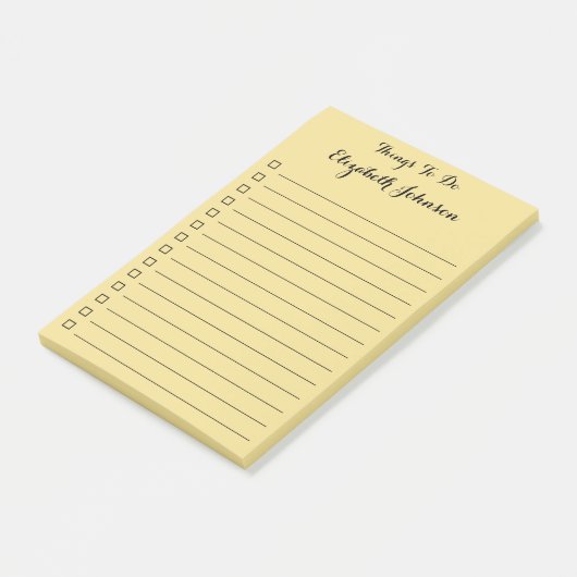 Gepersonaliseerde elegante gelijnde checklist om t post-it® notes (Schuin)
