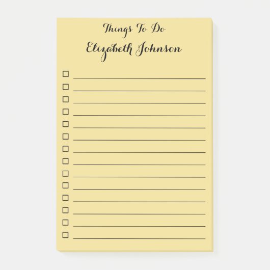 Gepersonaliseerde elegante gelijnde checklist om t post-it® notes (Voorkant)