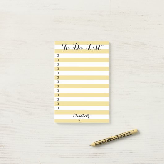 Gepersonaliseerde elegante gestreepte checklist om post-it® notes (Op bureau)