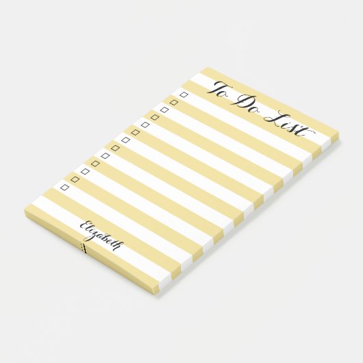 Gepersonaliseerde elegante gestreepte checklist om post-it® notes (Schuin)