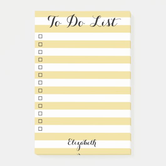 Gepersonaliseerde elegante gestreepte checklist om post-it® notes (Voorkant)