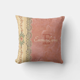 Gepersonaliseerde Elegante Girly Coral Roos Ivoren Kussen