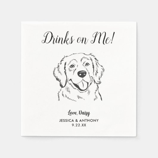 Gepersonaliseerde Elegante Golden Retriever Hond H Servet (Voorkant)