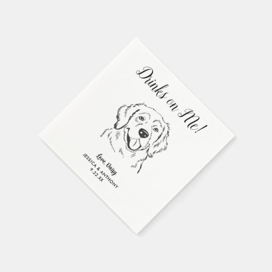 Gepersonaliseerde Elegante Golden Retriever Hond H Servet (Hoek)