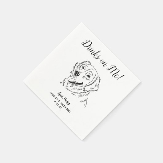 Gepersonaliseerde Elegante Golden Retriever Hond H Servet (Hoek)