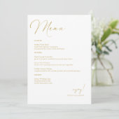 Gepersonaliseerde Elegante Gouden Hand Geletterde  Menu (Staand voorkant)