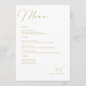 Gepersonaliseerde Elegante Gouden Hand Geletterde  Menu (Voorkant)