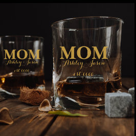 Gepersonaliseerde elegante gouden moeder EST moede Whisky Glas