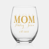 Gepersonaliseerde elegante gouden moeder EST moede Wijnglas Zonder Voet (Achterkant)