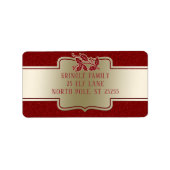 Gepersonaliseerde Elegante Gouden Rode Kerstmis Ho Etiket (Voorkant)