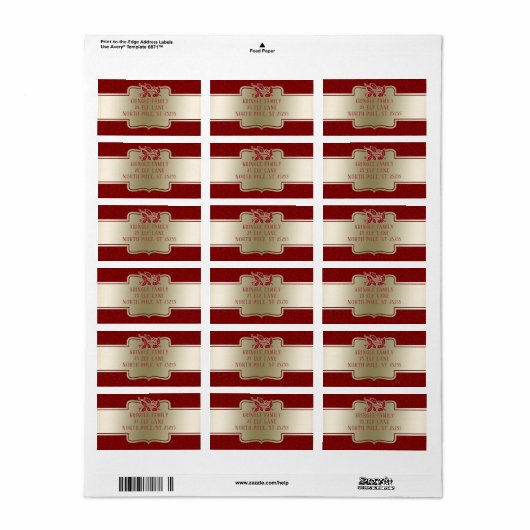 Gepersonaliseerde Elegante Gouden Rode Kerstmis Ho Etiket (Full Sheet)