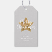 Gepersonaliseerde Elegante Gouden Ster Kerstmis Cadeaulabel (Voorkant)