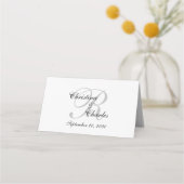 Gepersonaliseerde Elegante Grijze Monogram Namen H Plaatskaartje (Achterkant)