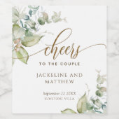Gepersonaliseerde elegante groen juicht bruiloft wijn etiket (Enkel label)