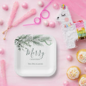 Gepersonaliseerde Elegante Hand getrokken Pine Ker Papieren Bordje (Feest)