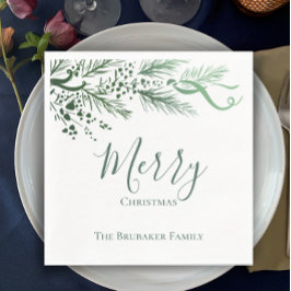 Gepersonaliseerde Elegante Hand getrokken Pine Ker Servet