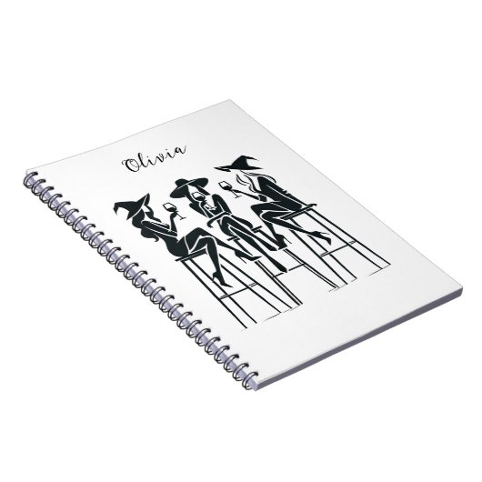 Gepersonaliseerde, elegante heksen wijn avond, mod notitieboek (Rechterzijde)