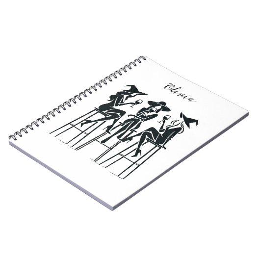 Gepersonaliseerde, elegante heksen wijn avond, mod notitieboek (Linkerzijde)