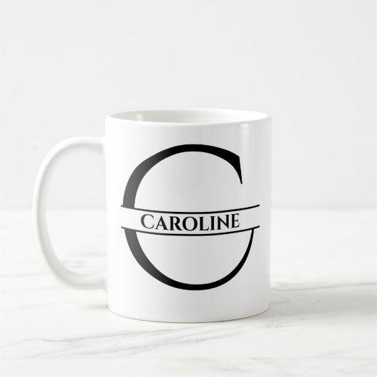 Gepersonaliseerde elegante Initiaal letter C Koffiemok (Links)