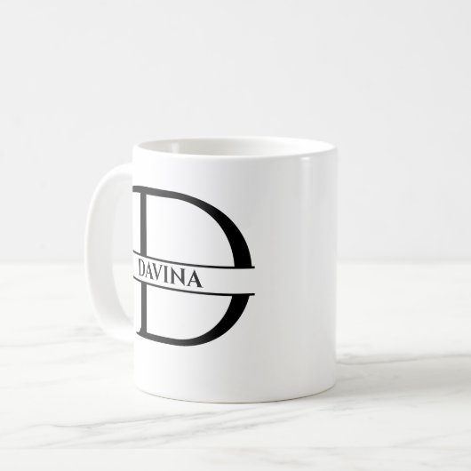 Gepersonaliseerde elegante Initiaal letter D Koffiemok (Voorkant links)