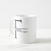 Gepersonaliseerde elegante Initiaal letter F Koffiemok (Voorkant links)