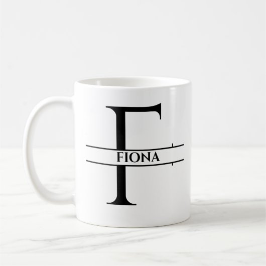 Gepersonaliseerde elegante Initiaal letter F Koffiemok (Links)