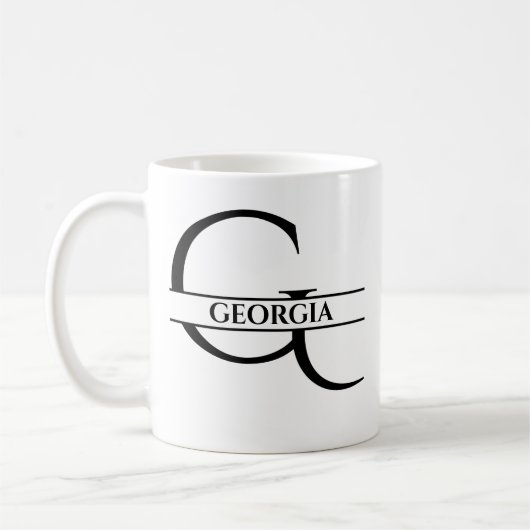Gepersonaliseerde elegante Initiaal letter G Koffiemok (Links)