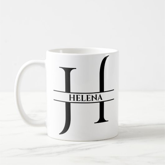 Gepersonaliseerde elegante Initiaal letter H Koffiemok (Links)