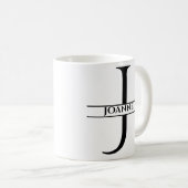 Gepersonaliseerde elegante Initiaal letter J Koffiemok (Voorkant rechts)