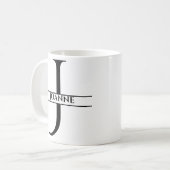 Gepersonaliseerde elegante Initiaal letter J Koffiemok (Voorkant links)