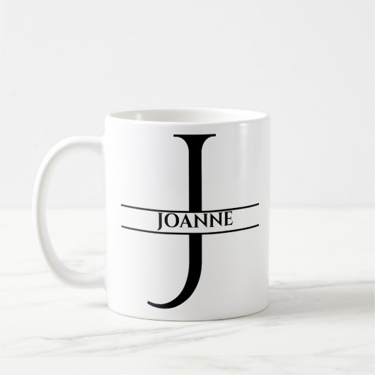 Gepersonaliseerde elegante Initiaal letter J Koffiemok (Links)