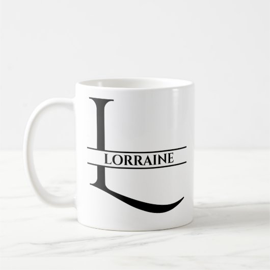 Gepersonaliseerde elegante Initiaal letter L Koffiemok (Links)