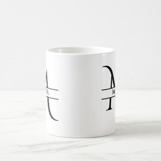 Gepersonaliseerde elegante Initiaal letter M Koffiemok (Center)