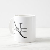 Gepersonaliseerde elegante Initiaal letter N Koffiemok (Voorkant links)