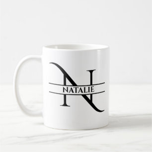 Gepersonaliseerde elegante Initiaal letter N Koffiemok