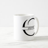 Gepersonaliseerde elegante Initiaal letter O Koffiemok (Voorkant rechts)