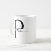 Gepersonaliseerde elegante Initiaal letter P Koffiemok (Voorkant links)
