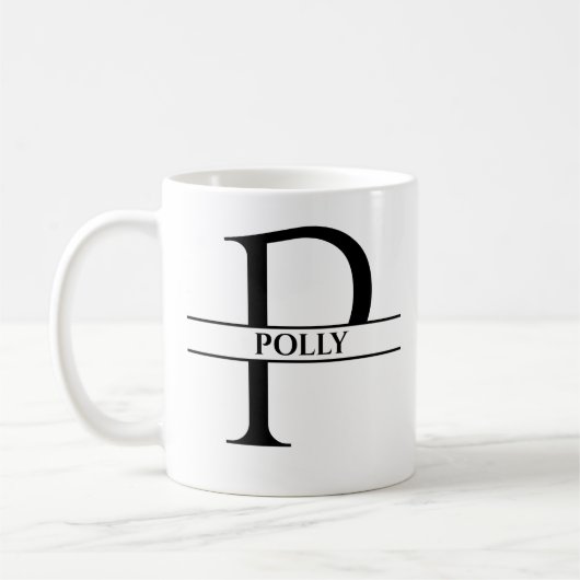 Gepersonaliseerde elegante Initiaal letter P Koffiemok (Links)