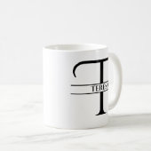 Gepersonaliseerde elegante Initiaal letter T Koffiemok (Voorkant rechts)