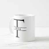 Gepersonaliseerde elegante Initiaal letter T Koffiemok (Voorkant links)