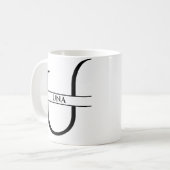 Gepersonaliseerde elegante Initiaal letter U Koffiemok (Voorkant links)