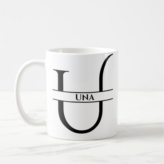 Gepersonaliseerde elegante Initiaal letter U Koffiemok (Links)