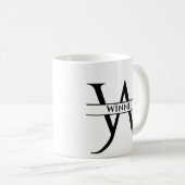 Gepersonaliseerde elegante Initiaal letter W Koffiemok (Voorkant rechts)