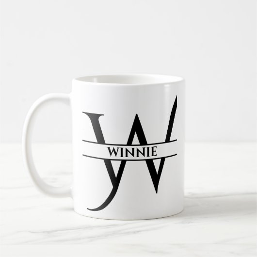 Gepersonaliseerde elegante Initiaal letter W Koffiemok (Links)