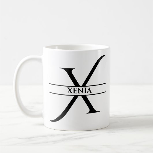 Gepersonaliseerde elegante Initiaal letter X Koffiemok (Links)