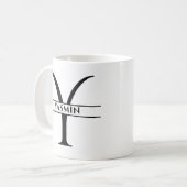 Gepersonaliseerde elegante Initiaal letter Y Koffiemok (Voorkant links)