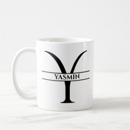 Gepersonaliseerde elegante Initiaal letter Y Koffiemok
